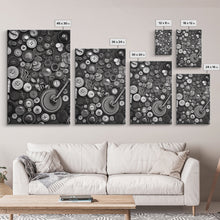 Carregar imagem no visualizador da galeria, Buttons Wall Decor, Sewing Room, Craft Room, Black And White, Minimalist Print, Wall Decor, Canvas Print, Wall Art, Framed Canvas
