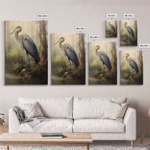 Cargar imagen en el visor de la galería, Bird Wall Art, Heron Art Print, Heron In Pond, Nature Wall Decor, Modern Print, Wall Decor, Canvas Print, Wall Art, Framed Canvas
