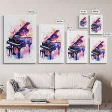 Load image into Gallery viewer, Grand Piano Wall Art, Musical Instrument Print, Studio Art, Framed Canvas Print, Piano Art, Baby Grand Piano
