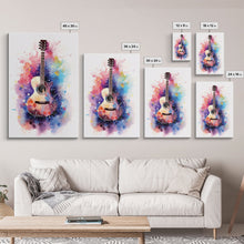Cargar imagen en el visor de la galería, Cosmic Acoustic Guitar Wall Art Framed Canvas Print, Guitar Art, Guitar Wall Art, Music Art, Guitar Poster, Guitar Player Gift, Guitar Gifts

