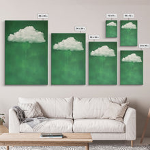 Load image into Gallery viewer, Dark Green Rain Cloud Wall Art, Framed Canvas Or Poster Print, Abstract Art Print, Minimalist Wall Decor, Maximalist Decor, Emerald Green

