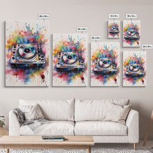 Load image into Gallery viewer, Turn Table Wall Art, DJ Art, Disc Jockey Decor, Music Studio Decor, Framed Canvas Print
