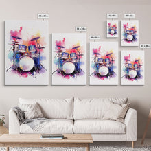 Carregar imagem no visualizador da galeria, Drum Art, Gift For Drummer, Framed Canvas Print, Studio Art, Music Studio Decor, Drum Set
