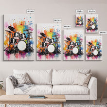 Carregar imagem no visualizador da galeria, Drum Art, Gift For Drummer, Framed Canvas Print, Studio Art, Music Studio Decor, Drum Set
