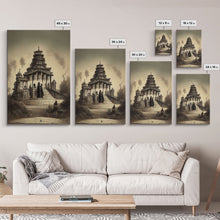 Load image into Gallery viewer, Incan Temple diagram art, canvas print, unique Mayan or Incan style temple diagram wall art, 1800s inca style wall art
