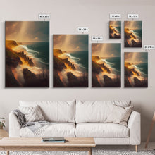 Cargar imagen en el visor de la galería, Cliffs of Scotland wall art, watercolor, canvas print, landscape wall art
