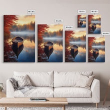 Load image into Gallery viewer, Boat Wall Art, Lake Wall Print, Fall Art Print, Canvas Print, Wall Art, Vertical Art, Wedding Gift, Indie Room Decor, Western Wall Decor

