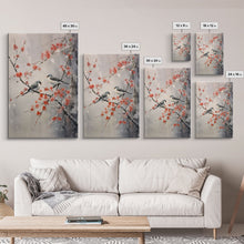 Cargar imagen en el visor de la galería, Cherry Blossom Tree, Japanese Wall Print, Bird Wall Art,  Asian Art, Canvas Print, Wall Art, Vertical Print, Country Home Decor, Office Art
