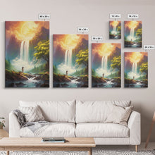 Cargar imagen en el visor de la galería, Surreal Art Prin, River Art, Waterfalls Wall Art, Landscape Print, Canvas Print, Wall Art, Vertical Art, Moving Gift, Game Room Decor
