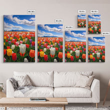 Load image into Gallery viewer, Tulips Wall Print, Flower Art Print, Vibrant Wall Art, Canvas Print, Wall Art, Vertical Art, Teacher Gift, Above Bed Decor, Office Prints
