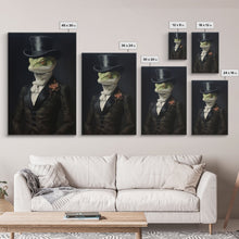 Load image into Gallery viewer, Dark Academia Victorian Gothic Gecko Art, Framed Canvas Print or Canvas, Halloween Art, Spooky Decor, Halloween Decoration, Witch Familiar
