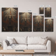 Load image into Gallery viewer, The Macabre Circus, Spooky Cursed Circus Act, Framed Canvas Print, Halloween Poster Art, Horror Prints, Victorian Circus Act
