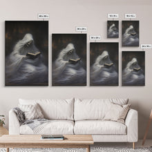 Load image into Gallery viewer, He&#39;s really into that book man, why is that ghost reading? Spooky Victorian Halloween Oil Painting Canvas Print, Halloween Decorations
