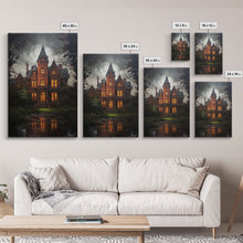Load image into Gallery viewer, The Haunted House, Framed Canvas Art, Painting Of Haunted Victorian Mansion, Dark Academia, Halloween Decorations, Halloween Art
