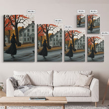 Load image into Gallery viewer, Halloween Abstract Art, Framed Canvas Print, Witch On The Streets of Salem, Halloween Decor- Witchcraft Art
