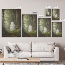 Carregar imagem no visualizador da galeria, Cute Little Ghost In The Forest, Gothic Victorian Haunted Art, Dark Academia, Framed Canvas or Canvas Art, Cool Wall Art, Halloween Decor
