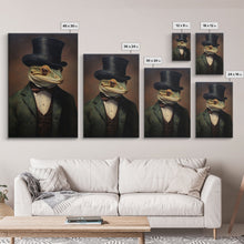 Load image into Gallery viewer, Dark Academia Victorian Gecko Art, Framed Canvas Print or Canvas, Halloween Art, Spooky Decor, Halloween Decoration
