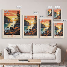 Carregar imagem no visualizador da galeria, Acadia National Park, Framed Wall Art Canvas Print, Travel Poster, Travel Art, Roadtrip Decor, Cool Wall Art, Retro State Park Art
