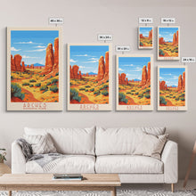 Carregar imagem no visualizador da galeria, Arches National Park, Framed Wall Art Canvas Print, Travel Poster, Travel Art, Roadtrip Decor, Cool Wall Art, Retro State Park Art
