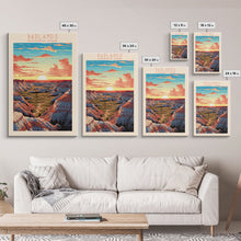 Carregar imagem no visualizador da galeria, Badlands National Park, Framed Wall Art Canvas Print, Travel Poster, South Dakota Travel Art, Roadtrip Decor, Cool Art, Retro State Park Art

