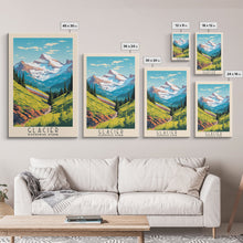 Carregar imagem no visualizador da galeria, Glacier National Park Montana Travel Art, National Park Print, Minimalist Travel Art, Midcentury Modern Style Landscape Painting
