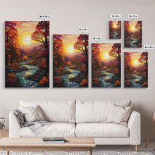 Carregar imagem no visualizador da galeria, Beautiful Fall Decor, Framed Canvas Print, Mosaic / Stained Glass Style Painting, Gliclee Print, Autumn Decor, Thanksgiving Decorations
