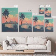Cargar imagen en el visor de la galería, Cityscape Wall Art, Tropical Wall Art, Palm Tree Art, Canvas Print, Wall Hanging, Portrait Art, City Wall Art, Gifts For Grandma, Office Art
