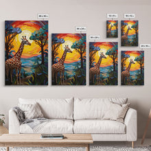 Load image into Gallery viewer, Giraffe Decor, Nursery Wall Decor, Canvas Print, Wall Hanging, Portrait Art, Giraffe Gift, Playroom Art, Safari Art, Entryway Prints
