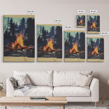 Carregar imagem no visualizador da galeria, Camp, Outdoors Art, Campfire, Nature Wall Art, Canvas Print, Wall Hanging, Portrait Art, Friendship Gift, Modern Office Art, Bookshelf Decor
