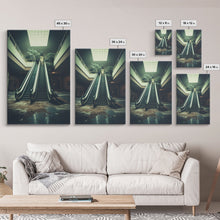 Load image into Gallery viewer, Escalator, Abandoned Building, Moody Wall Art, Horror Art Print, Canvas Print, Wall Hanging, Portrait Art, Nerdy Home Decor, Bedroom Prints
