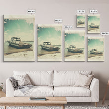 Load image into Gallery viewer, Boat Wall Art, Beach Wall Art, Coastal Wall Art, Canvas Print, Wall Hanging, Portrait Art, Home Wall Decor, Office Wall Art, Unique Gift
