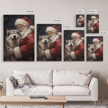 Cargar imagen en el visor de la galería, Santa Claus and his Alaskan Malamute, Christmas Wall Art, Dog Gift, Christmas Dog, Winter Wall Art, Santa Decor, Santa Art Print
