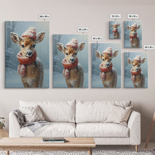 Carregar imagem no visualizador da galeria, Cute Christmas Deer - Farmhouse Christmas Decor - Fawn Dressed For Christmas - Xmas Decor - Christmas Wall Art- Holiday Decorations
