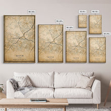 Carregar imagem no visualizador da galeria, Austin Map Print Canvas or Poster, Texas Map Art, Texas Map Print, Vintage Austin Texas Map Framed Art, Retro / Distressed Office Art
