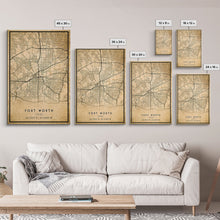 Load image into Gallery viewer, Fort Worth map print poster or framed canvas, Texas map print poster canvas, Fort Worth city map print poster canvas, Panther City

