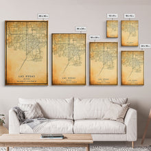 Load image into Gallery viewer, Old Las Vegas City Map Wall Art Canvas Print, Vintage Style Las Vegas Map, Framed Wall Art, Cool Las Vegas Nevada Wall Art, Office Decor
