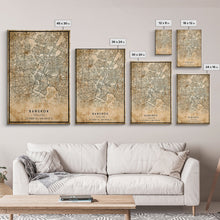 Carregar imagem no visualizador da galeria, Old Bangkok City Map Wall Art Canvas Print, Vintage Style Bangkok Map, Framed Wall Art, Cool Bankok Thailand Wall Art, Office Decor
