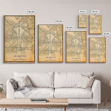 Carregar imagem no visualizador da galeria, Arlington Texas map print poster or framed canvas, Arlington map print poster canvas, Texas city map print poster canvas, Vintage Travel Art
