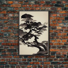 Carregar imagem no visualizador da galeria, Black and White Japanese Maple Tree, Framed Canvas Print, Ready To Hang Framed Wall Art, Living Room Wall Hanging
