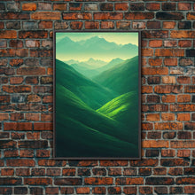 Load image into Gallery viewer, Emerald Green Landscape, Rolling Hills of Ireland, Framed Canvas Print, Ready To Hang Framed Wall Art, Living Room Wall Hanging
