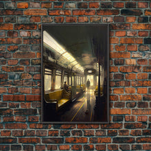 Load image into Gallery viewer, Still life on a subway, train art, framed canvas print
