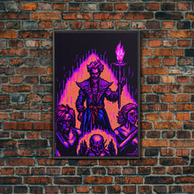 Carregar imagem no visualizador da galeria, Tabletop RPG pixel art, Human Warlock Art, framed canvas print, framed game room decor
