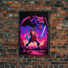 Carregar imagem no visualizador da galeria, Tabletop RPG art, vaporwave neon aesthetic, Barbarian art, framed canvas print

