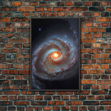 Cargar imagen en el visor de la galería, Close up view of a spiral galaxy, space art, framed canvas print, astronomy art

