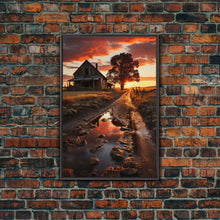 Load image into Gallery viewer, Country Lane Sunset Canvas Print, Country Roads, Dirt Road Art, Primitive Decor
