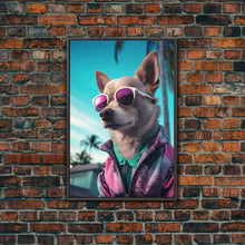 Cargar imagen en el visor de la galería, Chihuahua Wall Print, Dog Pink Sunglasses, Dog Wall Art, Animal Art, Funny Wall Art, Framed Wall Art, Framed Canvas, Wall Print, Wall Canvas

