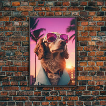 Load image into Gallery viewer, Dachshund Wall Print, Dog Wall Art, Dog Sunglasses, Dog In Teal Shirt, Funny Art, Framed Wall Art, Framed Canvas, Wall Print, Wall Canvas
