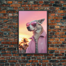 Cargar imagen en el visor de la galería, Chihuahua Wall Print, Dog Wall Art, Dog Sunglasses, Dog In Pink Jacket, Funny Art, Framed Wall Art, Framed Canvas, Wall Print, Wall Canvas
