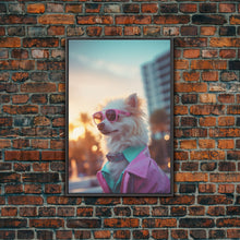 Cargar imagen en el visor de la galería, Chihuahua Wall Print, Dog Wall Art, Dog Sunglasses, Dog In Pink Jacket, Funny Art, Framed Wall Art, Framed Canvas, Wall Print, Wall Canvas
