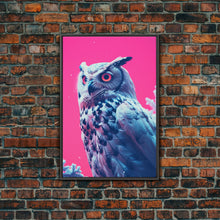 Carregar imagem no visualizador da galeria, Bird Art, Owl Wall Print, Animal Art Print, Abstract Art, Animal Portrait, Pink Art, Framed Wall Art, Framed Canvas, Wall Print, Wall Canvas

